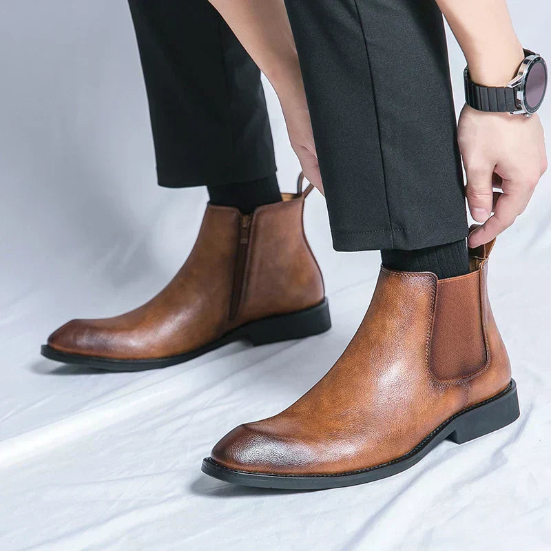 Nathan - Elegant Leather Chelsea Boots with Zipper