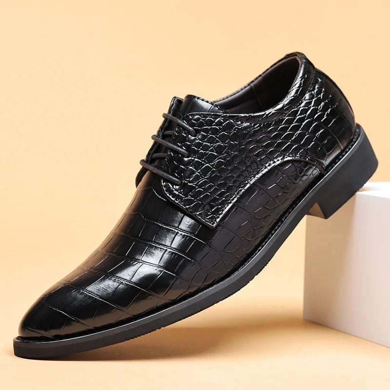 Lucas - Stylish Crocodile Pattern Vegan Leather Shoes