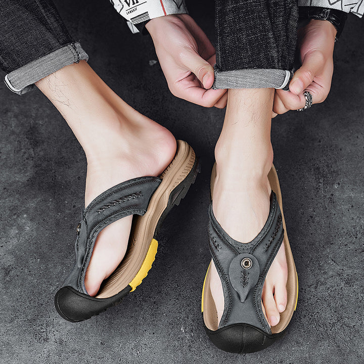 Owen - Orthopedic Protective Toe Leather Flip-flops