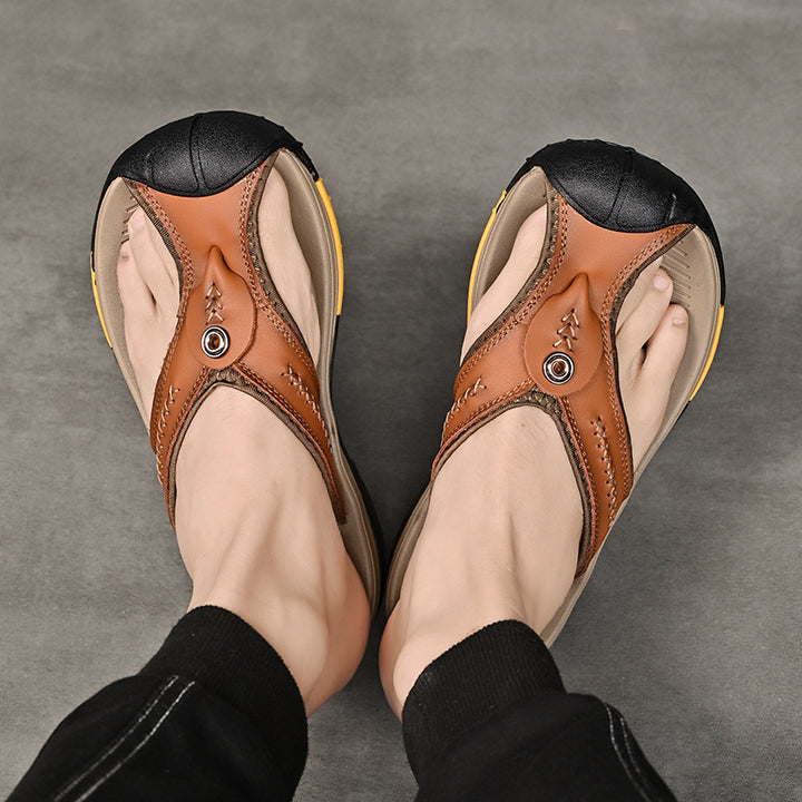 Owen - Orthopedic Protective Toe Leather Flip-flops