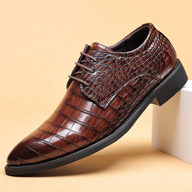 Lucas - Stylish Crocodile Pattern Vegan Leather Shoes