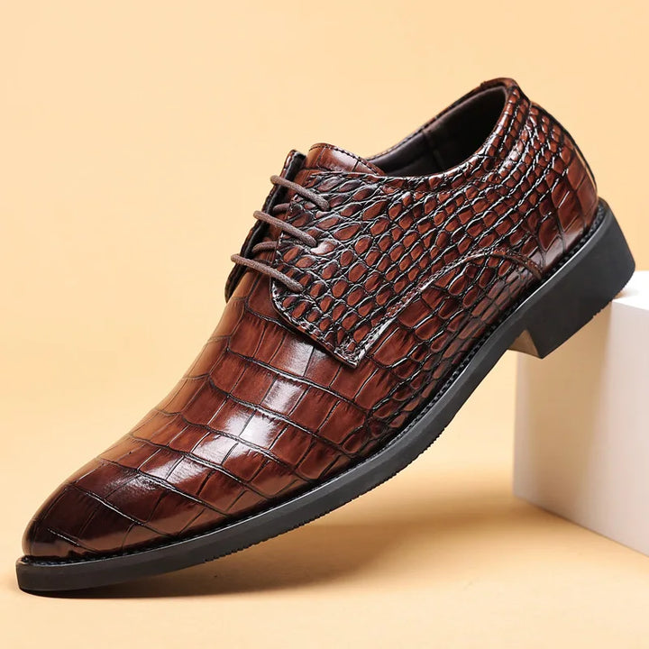 Lucas - Stylish Crocodile Pattern Vegan Leather Shoes