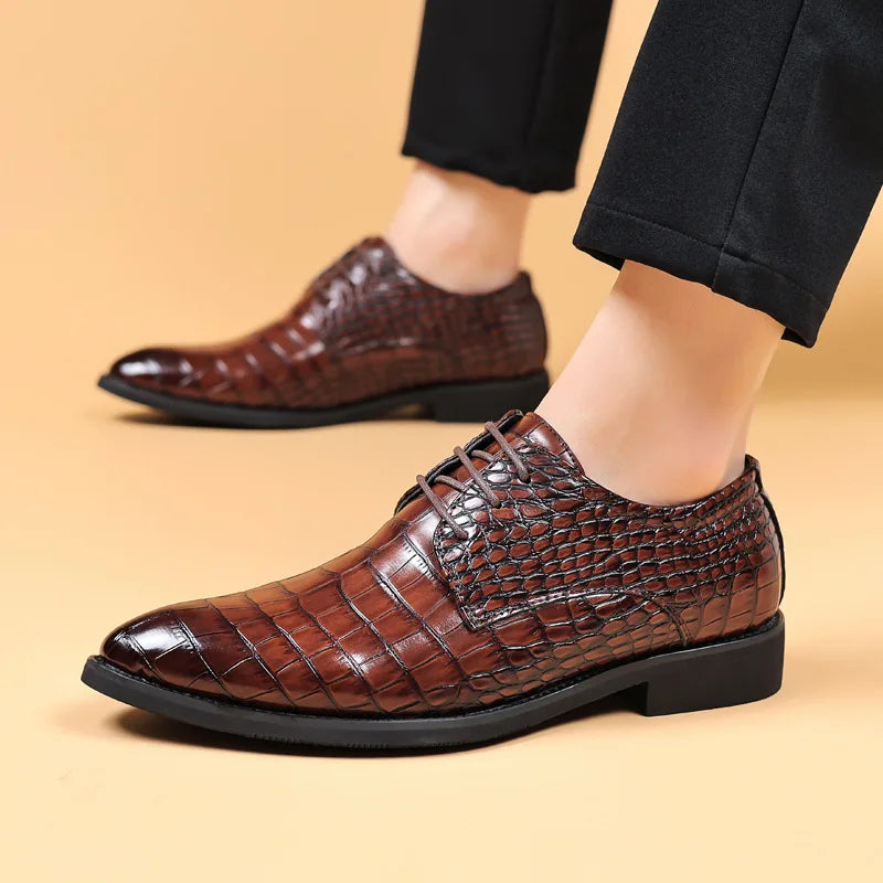 Lucas - Stylish Crocodile Pattern Vegan Leather Shoes