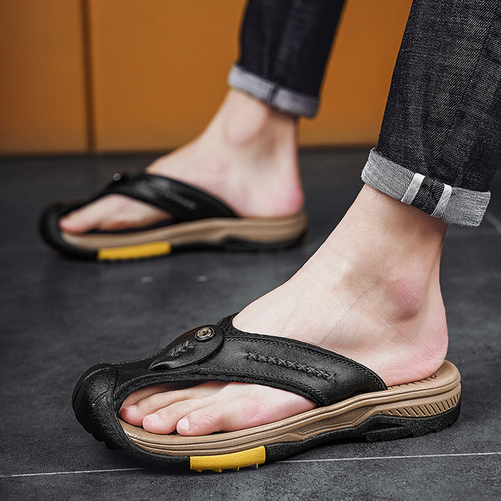 Owen - Orthopedic Protective Toe Leather Flip-flops