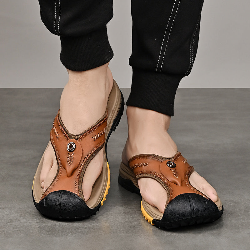 Owen - Orthopedic Protective Toe Leather Flip-flops