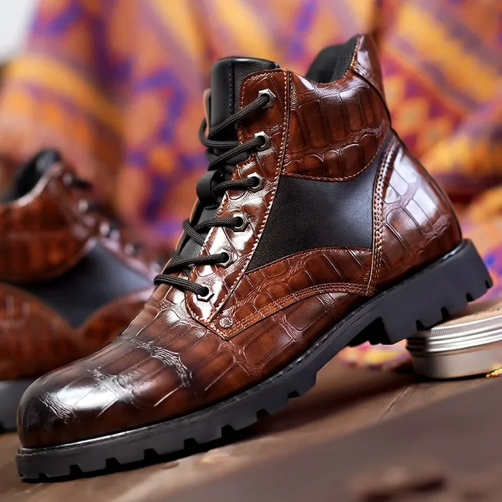 Isaac - Stylish Crocodile Leather Chelsea Boots