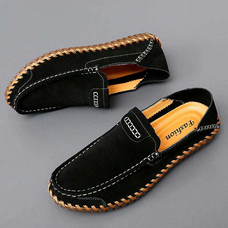 Eli - Stylish Suede Leather Loafers with Handmade Details