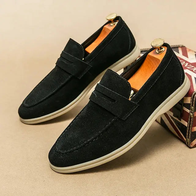 James - Stylish Lace-Up Suede Leather Loafers