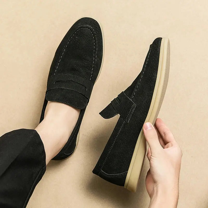 James - Stylish Lace-Up Suede Leather Loafers