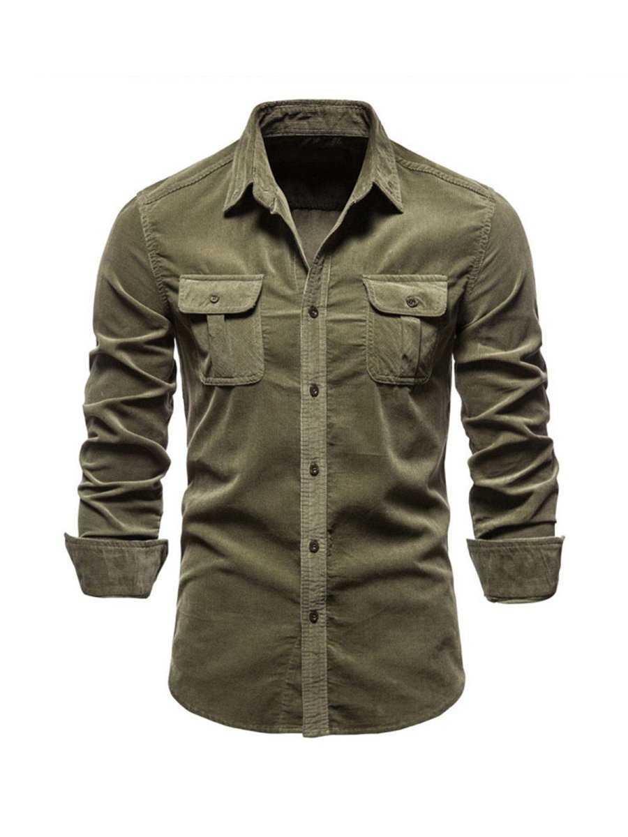 Samuel - Classic Comfortable Multi-Pocket Corduroy Long Sleeve Shirt