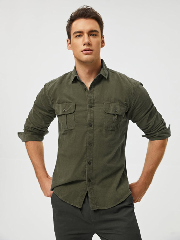 Samuel - Classic Comfortable Multi-Pocket Corduroy Long Sleeve Shirt