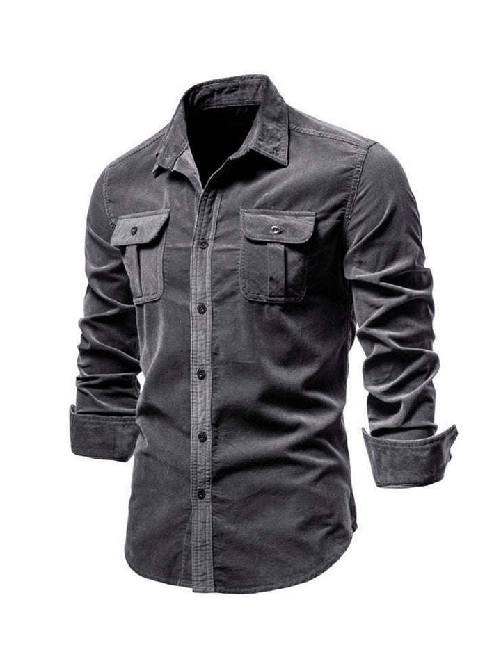 Samuel - Classic Comfortable Multi-Pocket Corduroy Long Sleeve Shirt