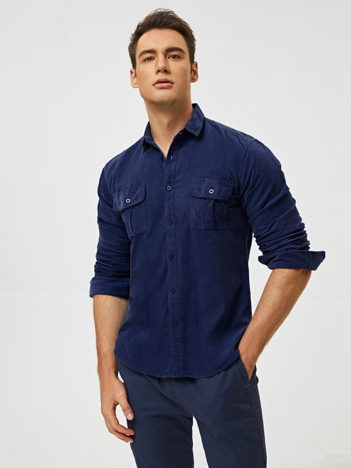 Samuel - Classic Comfortable Multi-Pocket Corduroy Long Sleeve Shirt