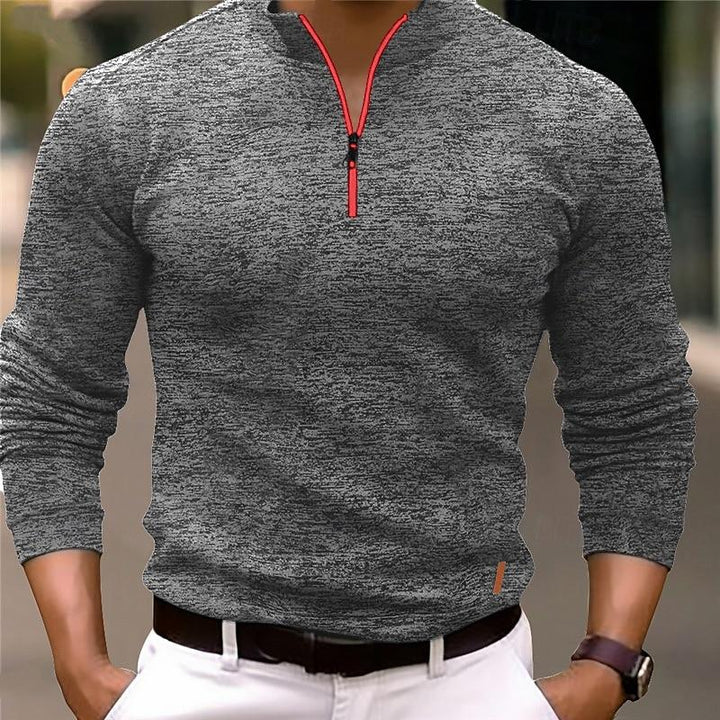 Liam - Stylish Stand Collar Long Sleeve Polo Shirt
