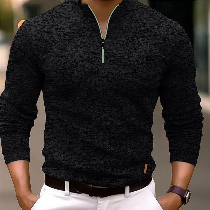Liam - Stylish Stand Collar Long Sleeve Polo Shirt
