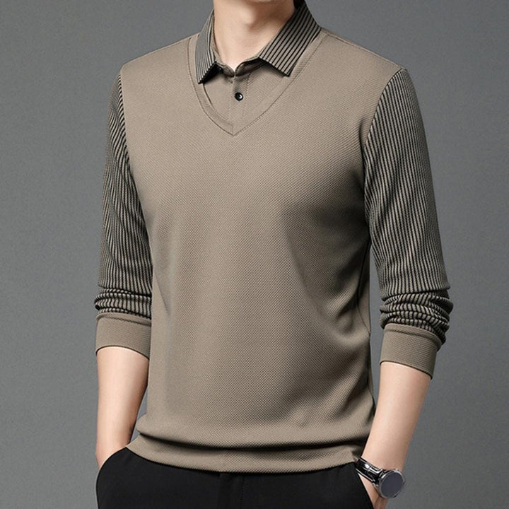 Julian - Elegant Striped Collar Two Piece Shirt